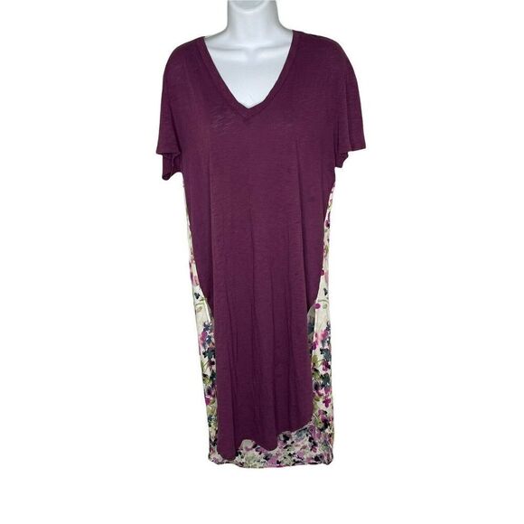 T.LA Anthropologie Tunic Dress Cover Up XS Pullover Hi Low Floral Contrast Slits - Picture 2 of 9